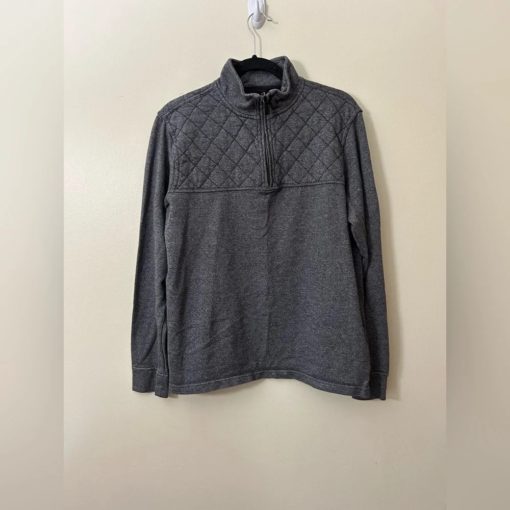 Banana Republic Mens Cotton Half Zip Long Sleeve Pullover Quilted Sweater Size L